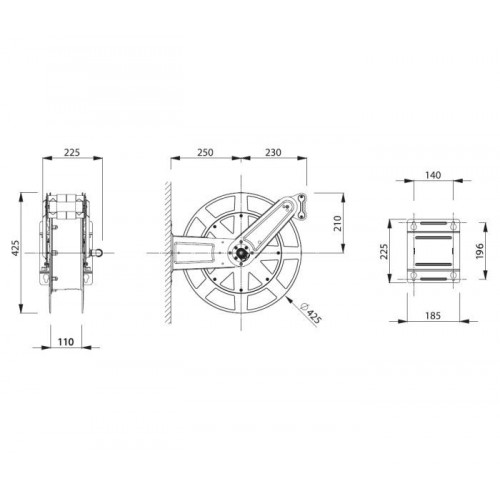 8406/1111 HOSE REEL FULL STAINLESS ZECA SERIES 8400 FOR AIR AND WATER 20 BAR-HOSE M 18 - DIAM INT PIPE 10 MM Dinamitek 3