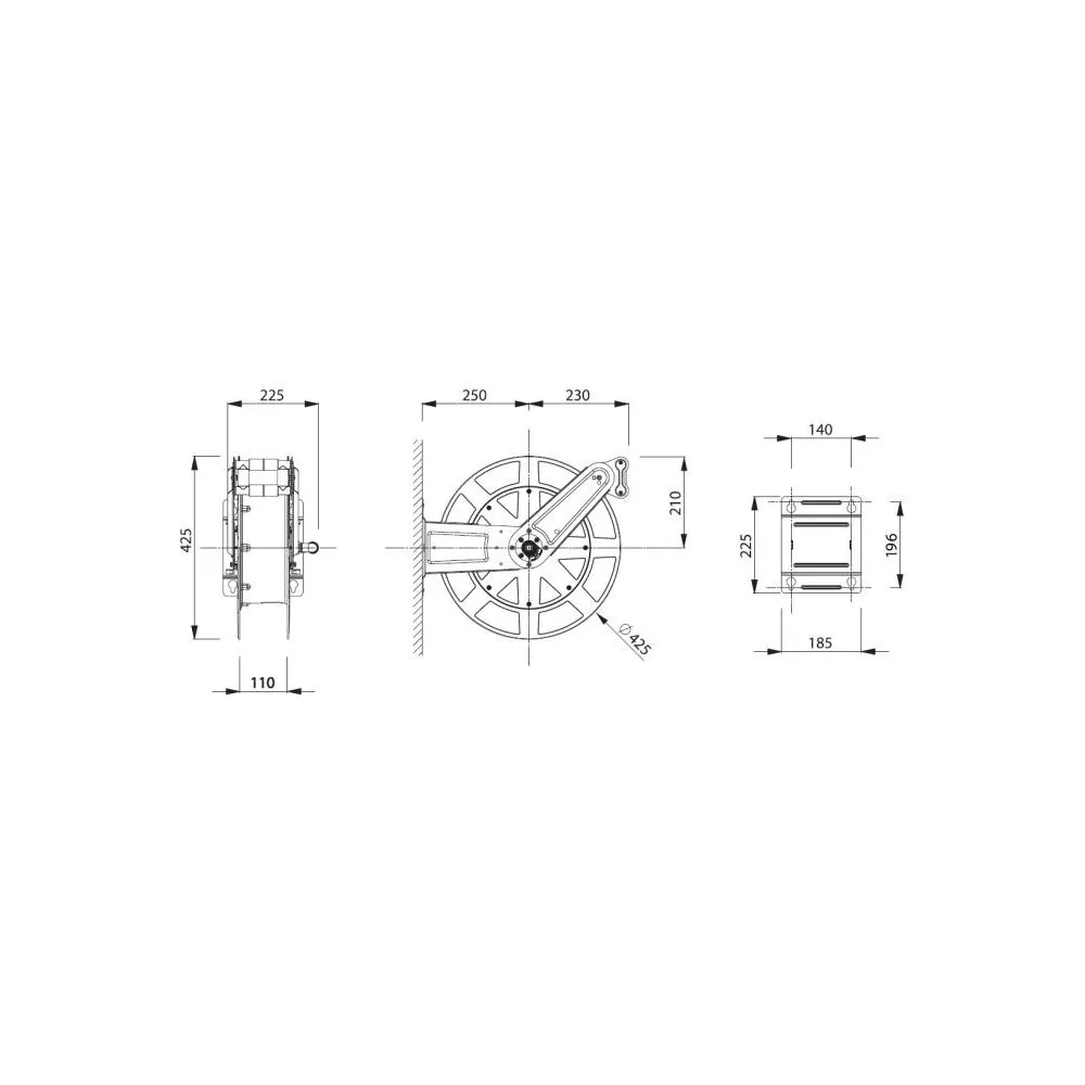 8426/1111 HOSE REEL FULL STAINLESS ZECA SERIES 8400 FOR AIR AND WATER 20 BAR-HOSE 15 M - DIAM INT PIPE 12.5 MM Dinamitek 3