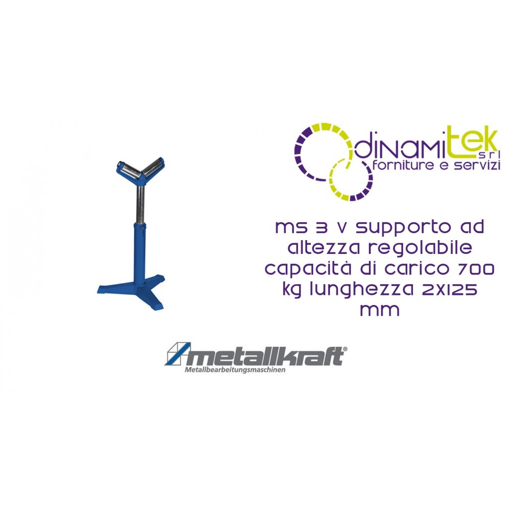 SUPPORT AJUSTABLE EN HAUTEUR, CAPACITé DE CHARGE DE 700 KG LONGUEUR 2X125 MM MS 3 V METALLKRAFT Dinamitek 1