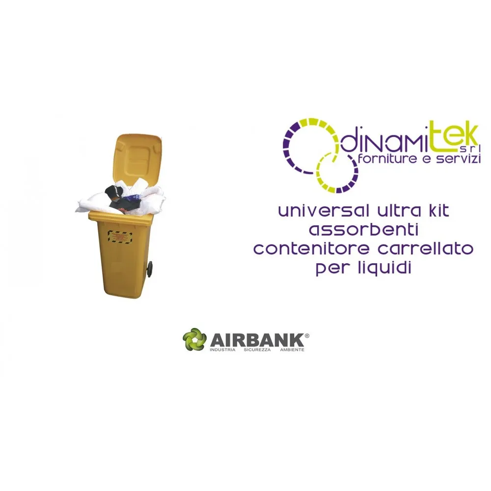 KIT ABSORBANT AIRBANK CONTENEUR à ROUES POUR LE TRANSPORT DES LIQUIDES UNIVERSEL ULTRA Dinamitek 1