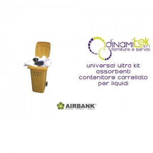 KIT ABSORBANT AIRBANK CONTENEUR à ROUES POUR LE TRANSPORT DES LIQUIDES UNIVERSEL ULTRA Dinamitek 1