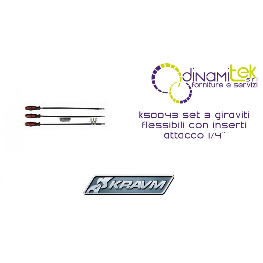 JUEGO DE 3 DESTORNILLADORES CON INSERCIONES FLEXIBLE CON 1/4"CONEXIóN K50043 KRAVM Dinamitek 1