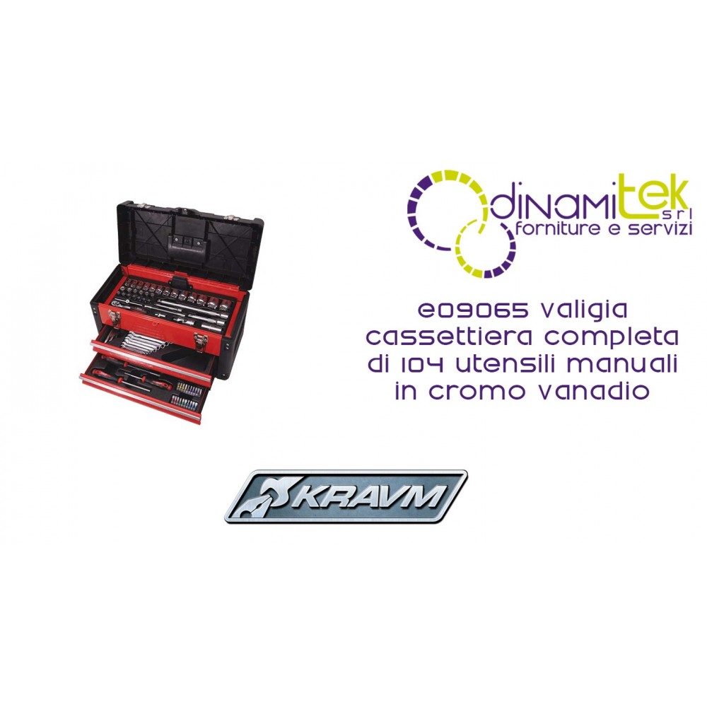 SUITCASE CHEST OF DRAWERS FULL OF 104 HAND TOOLS CHROME VANADIUM E09065 KRAVM Dinamitek 1