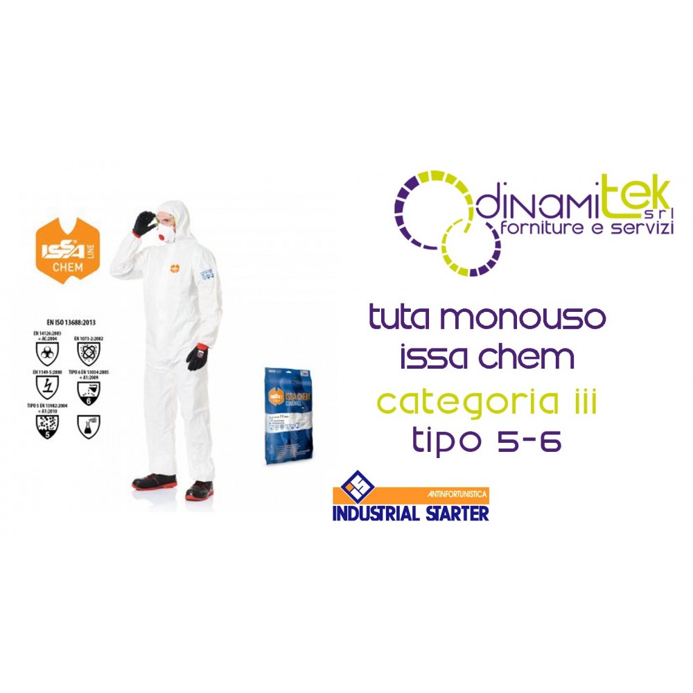 TUTA MONOUSO CATEGORIA III TIPO 5-6 ISSA CHEM INDUSTRIAL STARTER Dinamitek 1