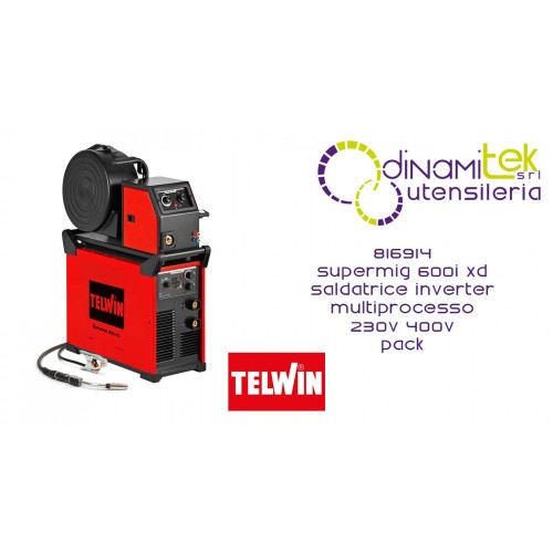 TELWIN 816914 SUPERMIG 600i XD SALDATRICE INVERTER MULTIPROCESSO 230V 400V PACK Dinamitek 1