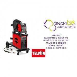 TELWIN 816916 SUPERMIG 600i XD SALDATRICE INVERTER MULTIPROCESSO 230V 400V PACK E CARRELLO Dinamitek 1