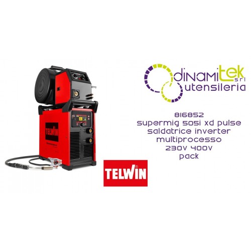 TELWIN 816852 SUPERMIG 505i XD PULSE SALDATRICE INVERTER MULTIPROCESSO 230V 400V PACK Dinamitek 1