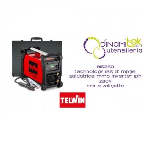 TELWIN 816260 TECHNOLOGY 186 XT MPGE SALDATRICE MMA INVERTER 1PH 230V ACX E VALIGETTA Dinamitek 1