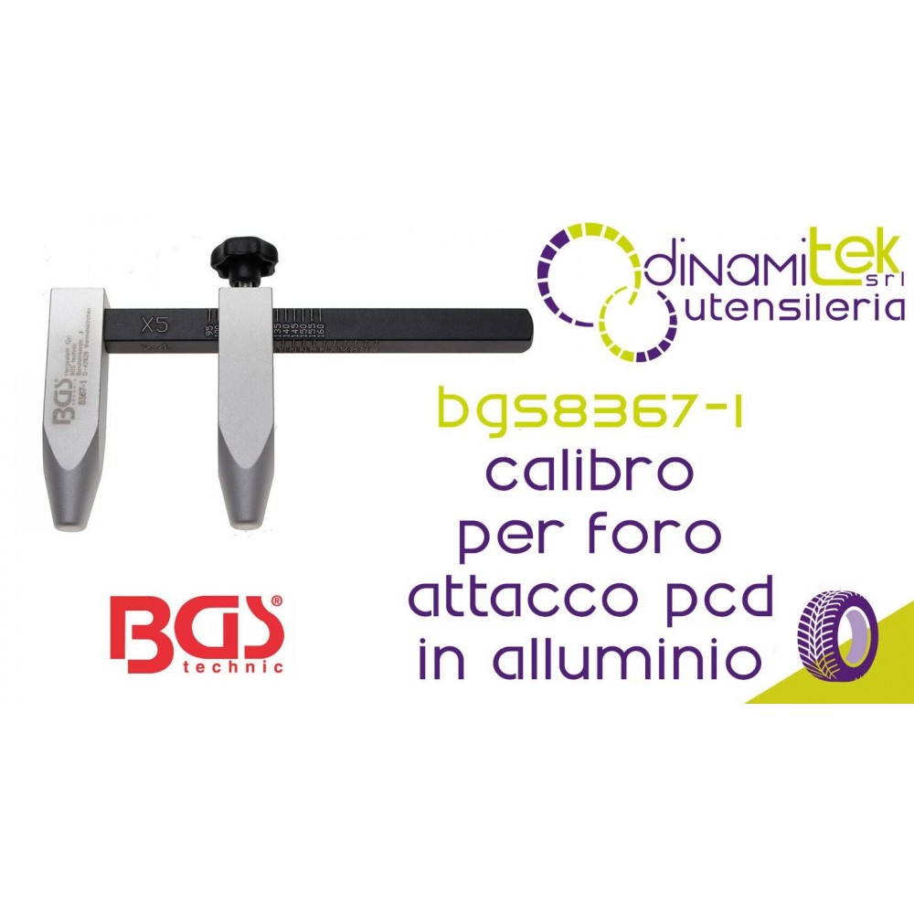 BGS TECHNIC BGS8367-1 CALIBRO PER LA MISURAZIONE DEL DIAMETRO DEL FORO ATTACCO PCD IN ALLUMINIO Dinamitek 1
