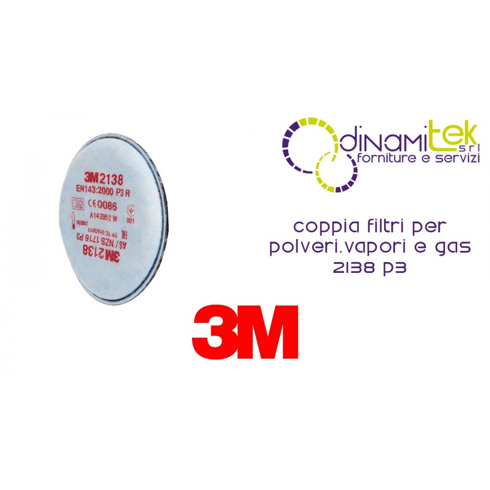 2138 PAIR OF FILTERS P3 FOR DUST, ORGANIC VAPORS AND ACID GASES 3M Dinamitek 1