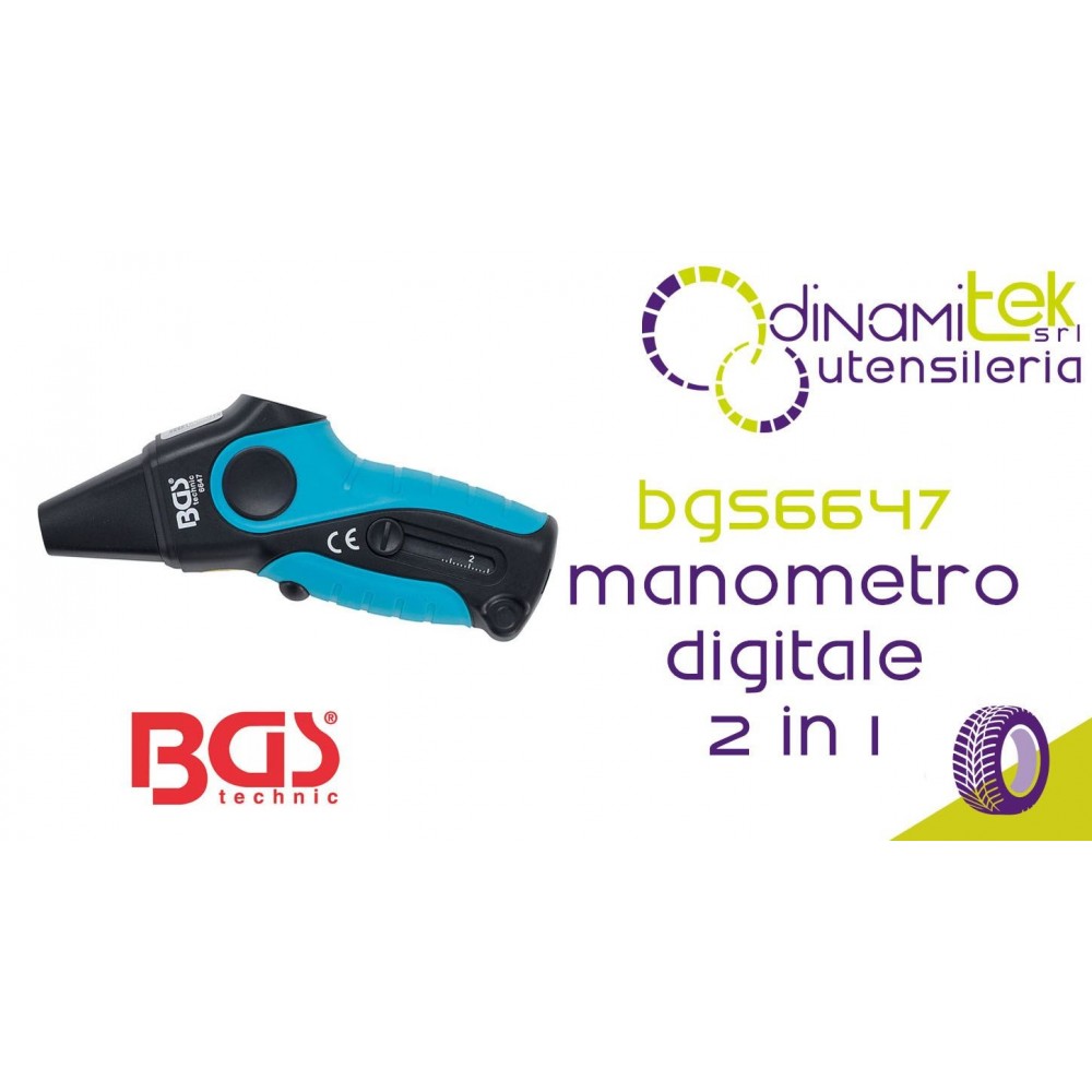 BGS TECHNIC BGS6647 MANOMETRO DIGITALE PER PRESSIONE PNEUMATICI E BATTISTRADA 2 IN 1 Dinamitek 1