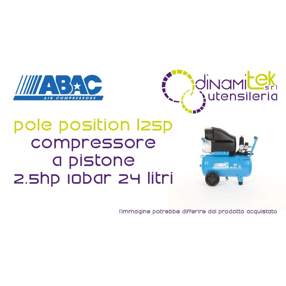 ABAC 1129100042 POLE POSITION L25P COMPRESSORE A PISTONE COASSIALE ABAC PRO LINE 2.5HP 10BAR 24 LITRI Dinamitek 1