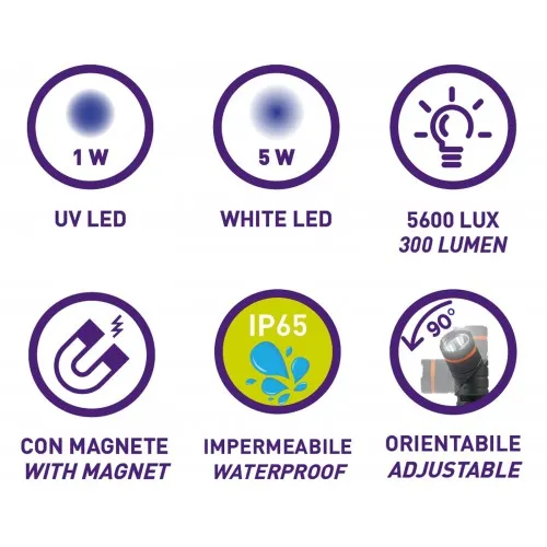 KB440 LAMPADA RICARICABILE CON LED BIANCO E UV ZETEK Dinamitek 3