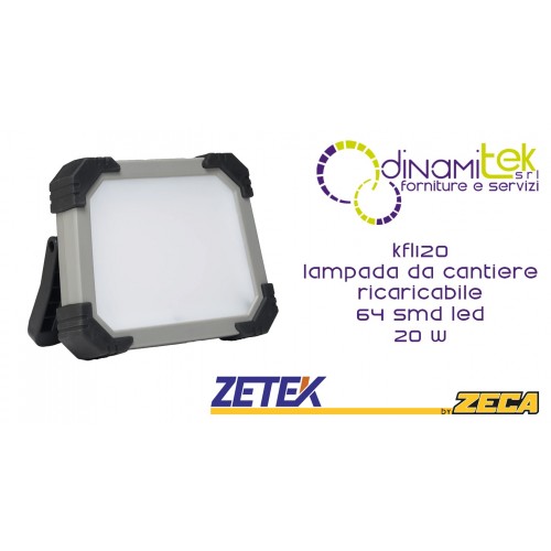KFL120 LAMPADA DA CANTIERE RICARICABILE CON 64 SMD LED(20W). CON CARICABATTERIE 100-240V ZETEK Dinamitek 1