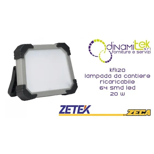 KFL120 LAMPADA DA CANTIERE RICARICABILE CON 64 SMD LED(20W). CON CARICABATTERIE 100-240V ZETEK Dinamitek 1