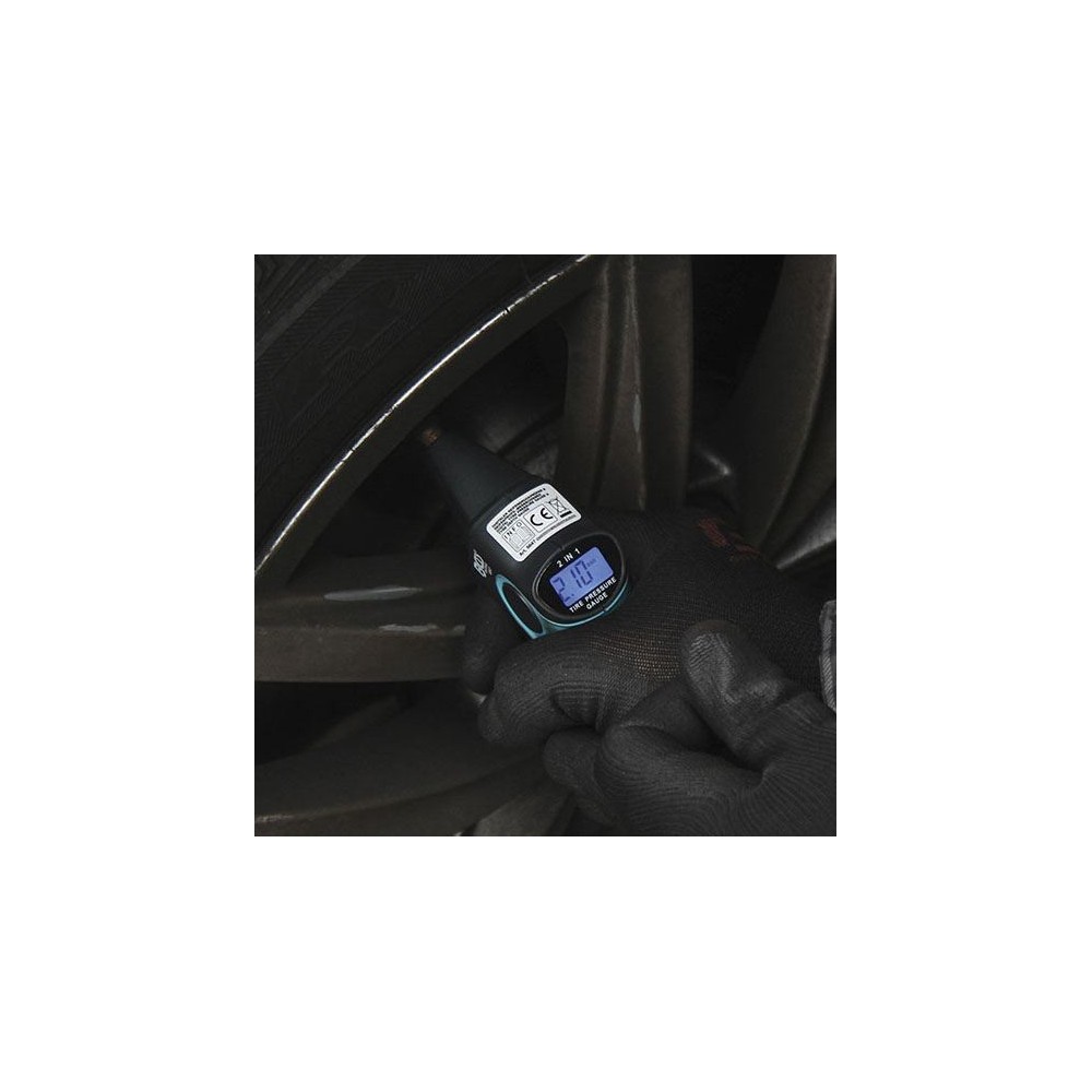 BGS TECHNIC BGS6647 MANOMETRO DIGITALE PER PRESSIONE PNEUMATICI E BATTISTRADA 2 IN 1 Dinamitek 6