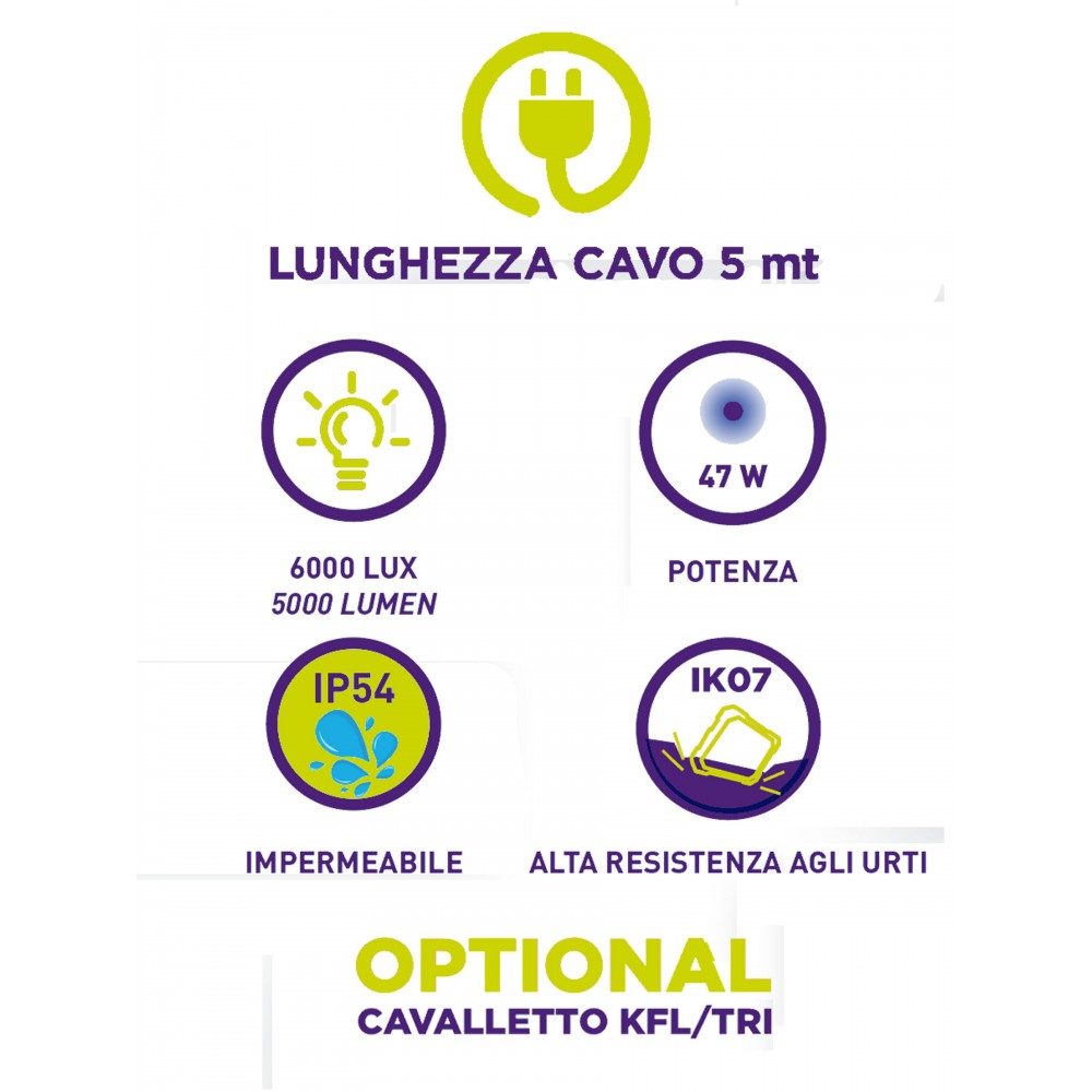 KFL547 LAMPADA DA CANTIERE A CAVO(5m) CON 120 SMD LED(47W) ZETEK Dinamitek 3