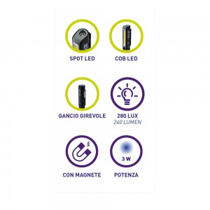 KTL051 LAMPADA CON COB LED 3W+1W SPOT LED ZETEK Dinamitek 3