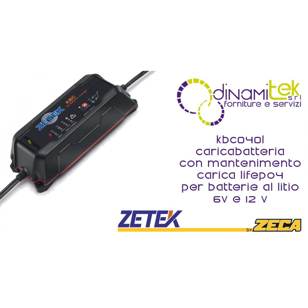 KBC040L CARICABATTERIE CON FUNZIONE DI MANTENIMENTO DI CARICA 6V E 12V LIFEPO4 PER BATTERIE AL LITIO ZETEK Dinamitek 1