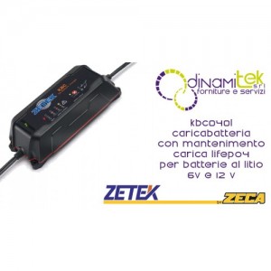 KBC040L CARICABATTERIE CON FUNZIONE DI MANTENIMENTO DI CARICA 6V E 12V LIFEPO4 PER BATTERIE AL LITIO ZETEK Dinamitek 1
