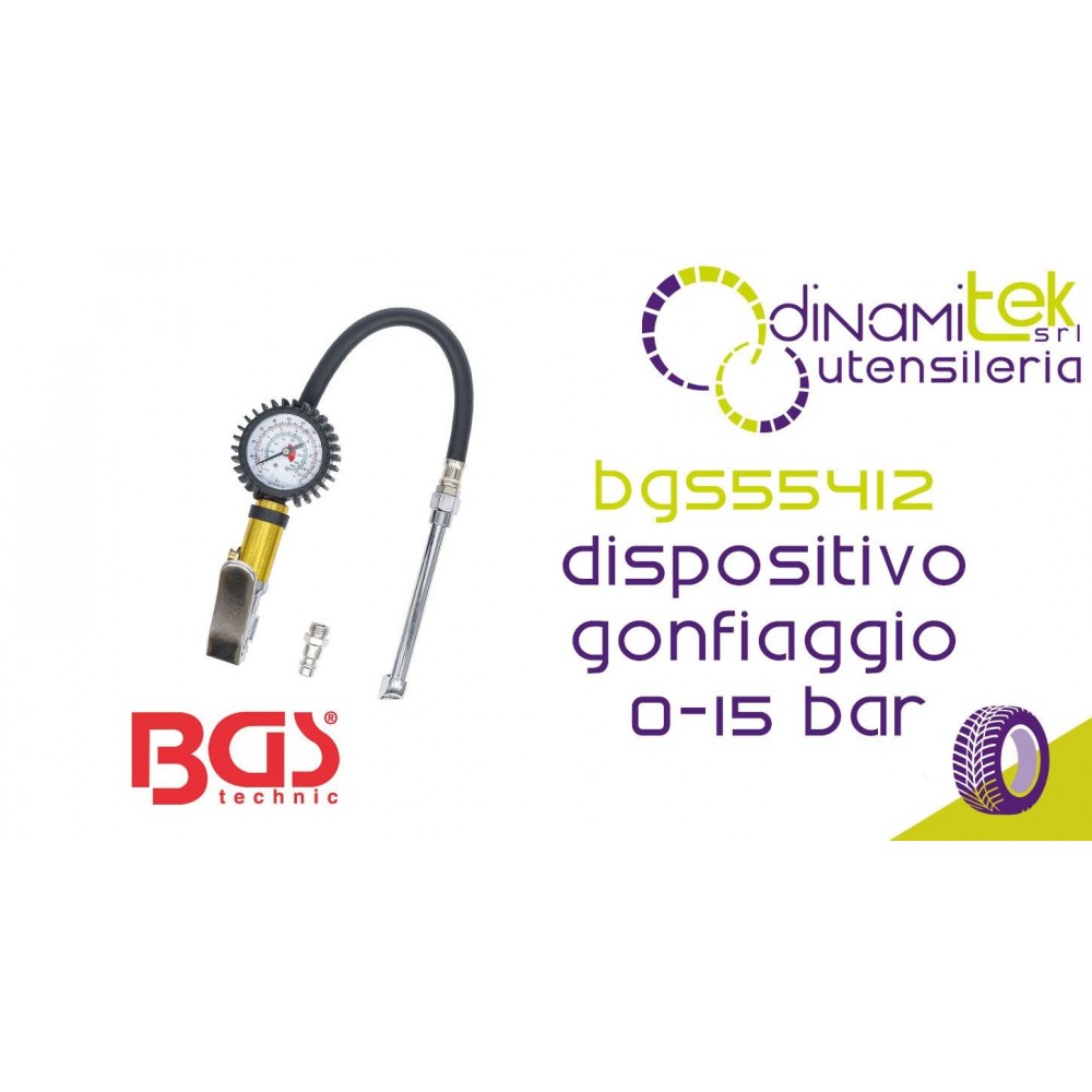 BGS TECHNIC BGS55412 DISPOSITIVO DI GONFIAGGIO 0-15 BAR Dinamitek 1