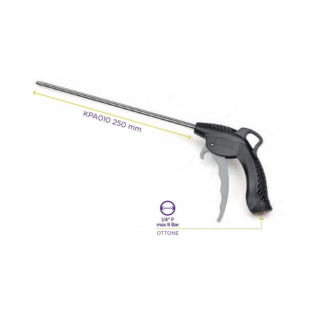 KPA010 PISTOLA DI SOFFIAGGIO, LUNGHEZZA 250mm,UGELLO IN ACCIAIO ZETEK Dinamitek 2