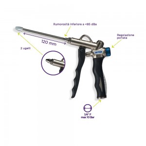 KPA430 PISTOLA DI SOFFIAGGIO IN METALLO 120mm CON 2 UGELLI ZETEK Dinamitek 2