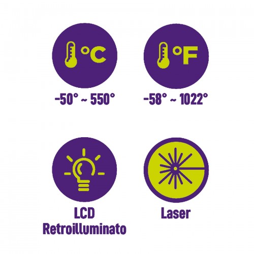 KM061 TERMOMETRO AD INFRAROSSI (IR range -50°C +550°C) ZETEK Dinamitek 3