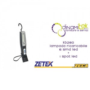 KB280 LAMPADA RICARICABILE CON 6 SMD LED(2,5W). CON CARICABATTERIE USB 100-240V E 12-24V ZETEK Dinamitek 1