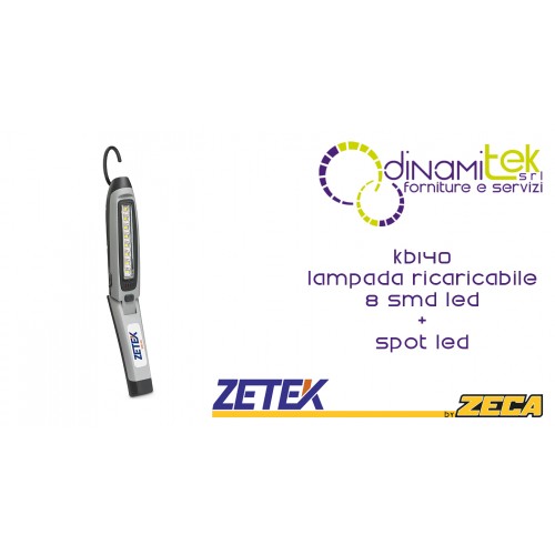 KB140 LAMPADA RICARICABILE CON 8 SMD LED(4W) + 1 W SPOT LED. CON CARICABATTERIE USB 100-240V E 12-24V ZETEK Dinamitek 1