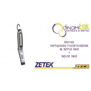KB140 LAMPADA RICARICABILE CON 8 SMD LED(4W) + 1 W SPOT LED. CON CARICABATTERIE USB 100-240V E 12-24V ZETEK Dinamitek 1