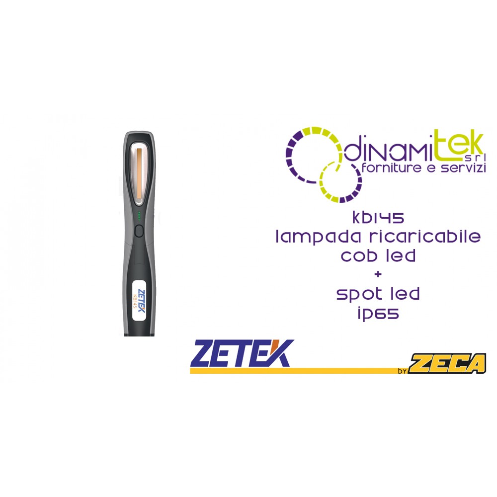 KB145 LAMPADA RICARICABILE IP65 CON COB LED(3W) + 1 W SPOT LED. CON CARICABATTERIE USB 100-240V ZETEK Dinamitek 1