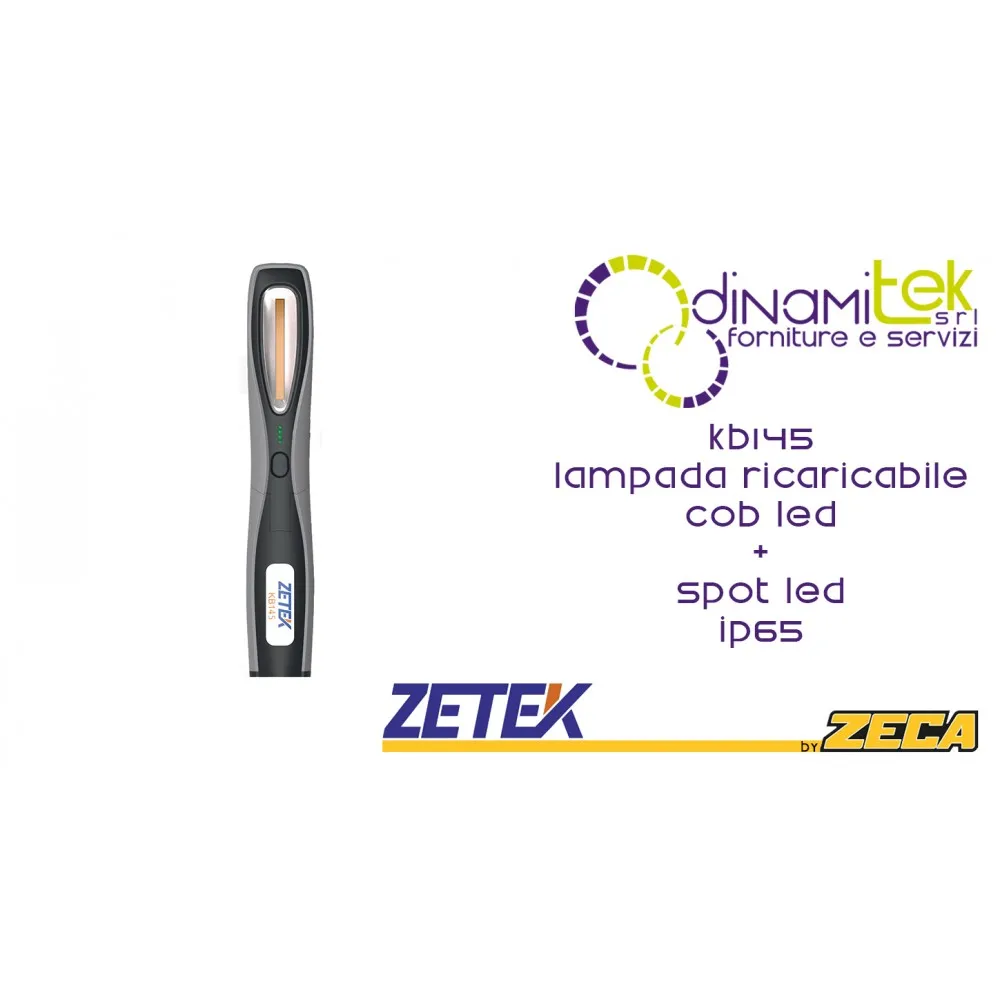 KB145 LAMPADA RICARICABILE IP65 CON COB LED(3W) + 1 W SPOT LED. CON CARICABATTERIE USB 100-240V ZETEK Dinamitek 1