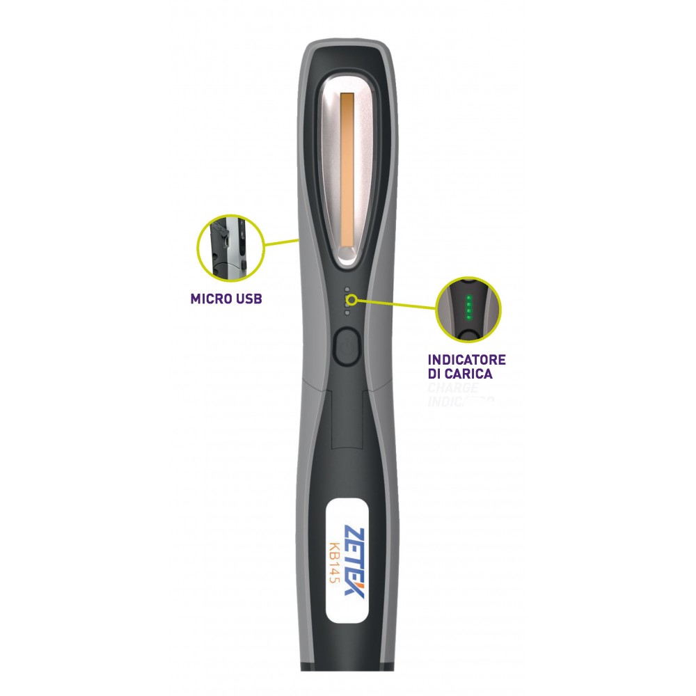 KB145 LAMPADA RICARICABILE IP65 CON COB LED(3W) + 1 W SPOT LED. CON CARICABATTERIE USB 100-240V ZETEK Dinamitek 2