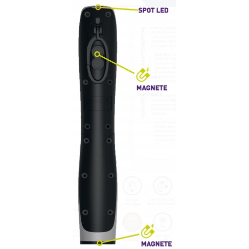 KB145 LAMPADA RICARICABILE IP65 CON COB LED(3W) + 1 W SPOT LED. CON CARICABATTERIE USB 100-240V ZETEK Dinamitek 3