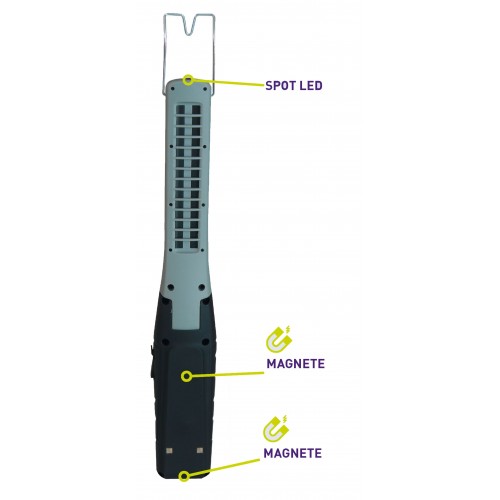 KB125 LAMPADA RICARICABILE CON COB LED(3W) + 1 W SPOT LED. CON BASE DI RICARICA E CARICABATTERIE USB 100-240V ZETEK Dinamitek 3