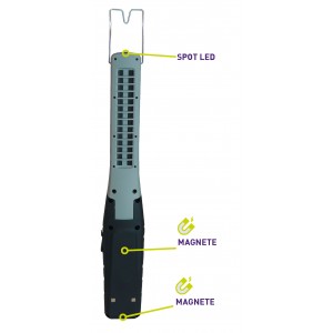 KB125 LAMPADA RICARICABILE CON COB LED(3W) + 1 W SPOT LED. CON BASE DI RICARICA E CARICABATTERIE USB 100-240V ZETEK Dinamitek 3