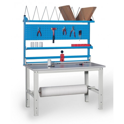 MG111 K10 BANCO DA IMBALLAGGIO COMPONIBILE CON PORTA ROTOLO E GAMBE REGOLABILI mm 2000x800x783-1153+1000h MG Dinamitek 2