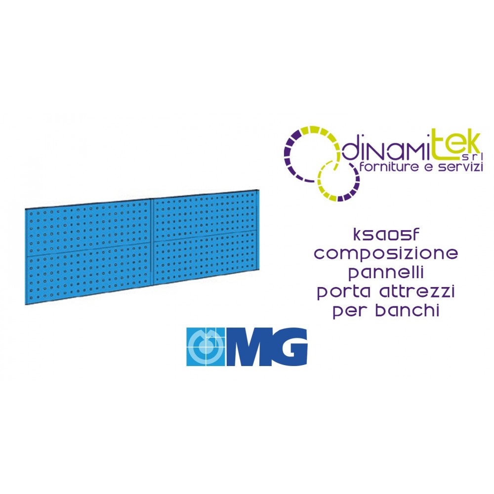 KSA05F COMPOSIZIONE PER BANCO IN LAMIERA mm 2000 CON 3 MONTANTI h672 E 4 PANNELLI mm 1000 MG Dinamitek 1