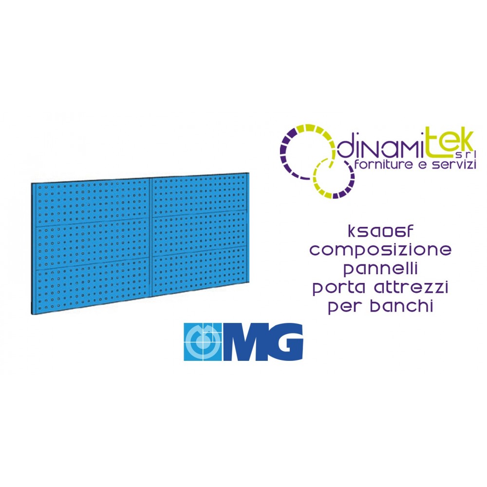 KSA06F COMPOSIZIONE PER BANCO IN LAMIERA mm 2000 CON 3 MONTANTI h100 E 6 PANNELLI mm 1000 MG Dinamitek 1