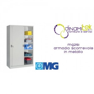 MG251 ARMADIO ANTE SCORREVOLI CON 4 RIPIANI ZINCATI REGOLABILI mm 1200x500x2000h MG Dinamitek 1