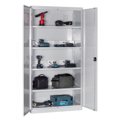 MG6000U 01 ARMADIO CON 4 RIPIANI ZINCATI REGOLABILI E 2 BARRE ELETTRIFICATE MG SERIE UTILITY Dinamitek 2