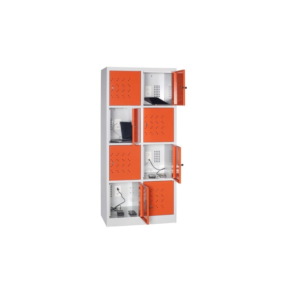 MG230U 01 ARMADIO CASELLARIO 8 VANI CON PRESA SCHUKO E CARICATORE USB IN OGNUNO mm 810x500x1800h MG SERIE UTILITY Dinamitek 2