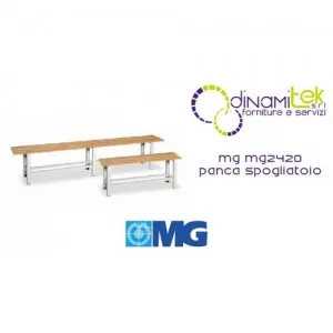 MG2420 PANCA SPOGLIATOIO STRUTTURA IN METALLO E DOGHE IN LEGNO mm 2000x320x485h MG Dinamitek 1