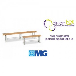MG2420 PANCA SPOGLIATOIO STRUTTURA IN METALLO E DOGHE IN LEGNO mm 2000x320x485h MG Dinamitek 1