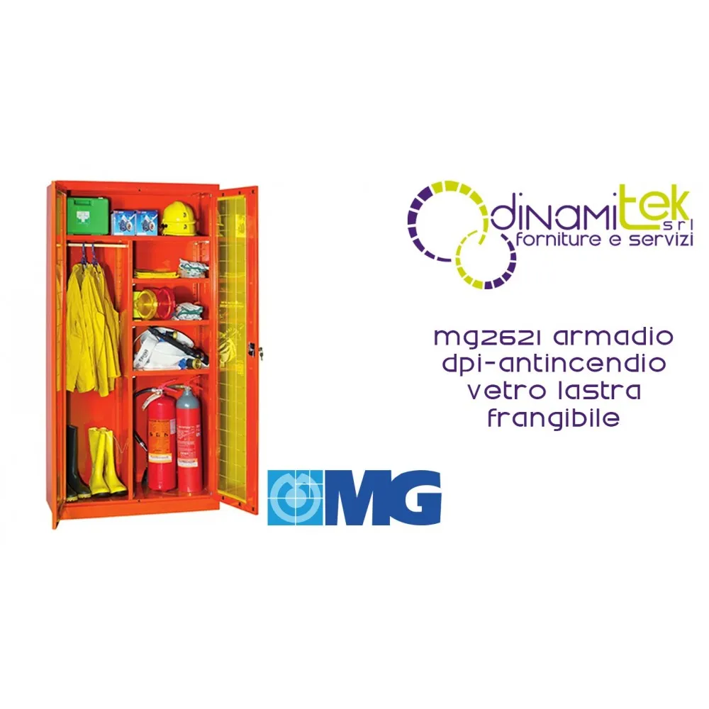 MG2621 ARMADIO DPI E ANTINCENDIO A 2 ANTE E LASTRA INFRANGIBILE CON DIVISORIO VERTICALE MG Dinamitek 1