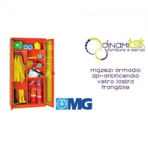 MG2621 ARMADIO DPI E ANTINCENDIO A 2 ANTE E LASTRA INFRANGIBILE CON DIVISORIO VERTICALE MG Dinamitek 1
