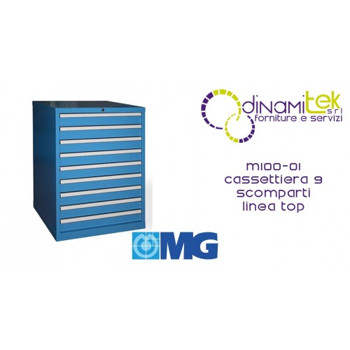 M100 01 CASSETTIERA PORTAUTENSILI 9 CASSETTI AD ESTRAZIONE PARZIALE mm 717x725x1000h MG LINEA TOP Dinamitek 1