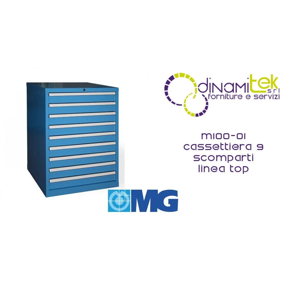 M100 01 CASSETTIERA PORTAUTENSILI 9 CASSETTI AD ESTRAZIONE PARZIALE mm 717x725x1000h MG LINEA TOP Dinamitek 1
