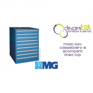 M100 02V CASSETTIERA PORTAUTENSILI 9 CASSETTI AD ESTRAZIONE TOTALE mm 717x725x1000h MG LINEA TOP Dinamitek 1